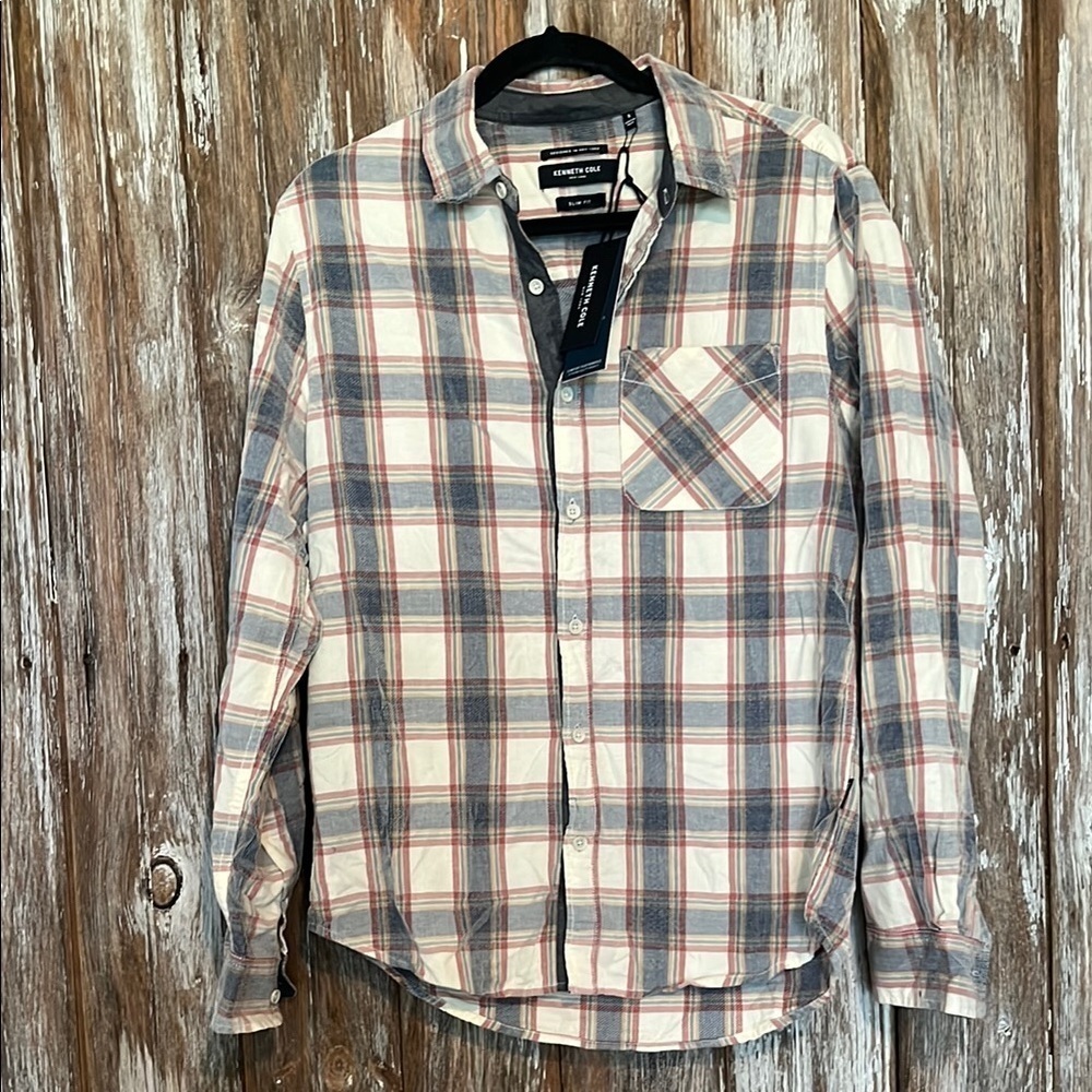 NWT KENNETH COLE NEW YORK MEN’S SLIM FIT LIGHT WEIGHT CORDUROY SHIRT, size S